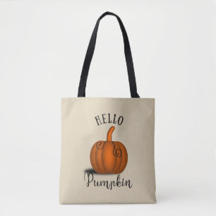 Bolso De Tela Hola calabaza acuarela divertida otoño otoño