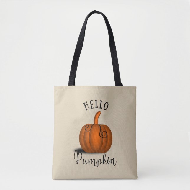 Bolso De Tela Hola calabaza acuarela divertida otoño otoño (Anverso)