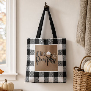 Bolso De Tela Hola Calabaza Plaid Búfalo de Halloween en Arpille