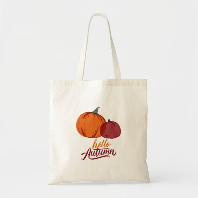 Bolso De Tela Hola Calabazas de otoño (Frente)