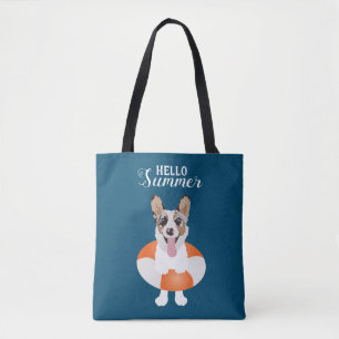 Bolso De Tela Hola Corgi Beach Dogs de verano 