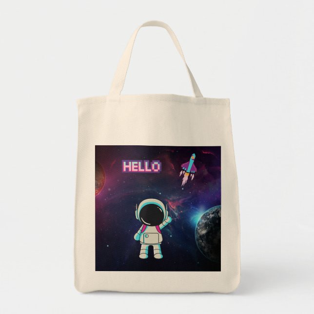 Bolso De Tela Hola desde el espacio. (Frente)