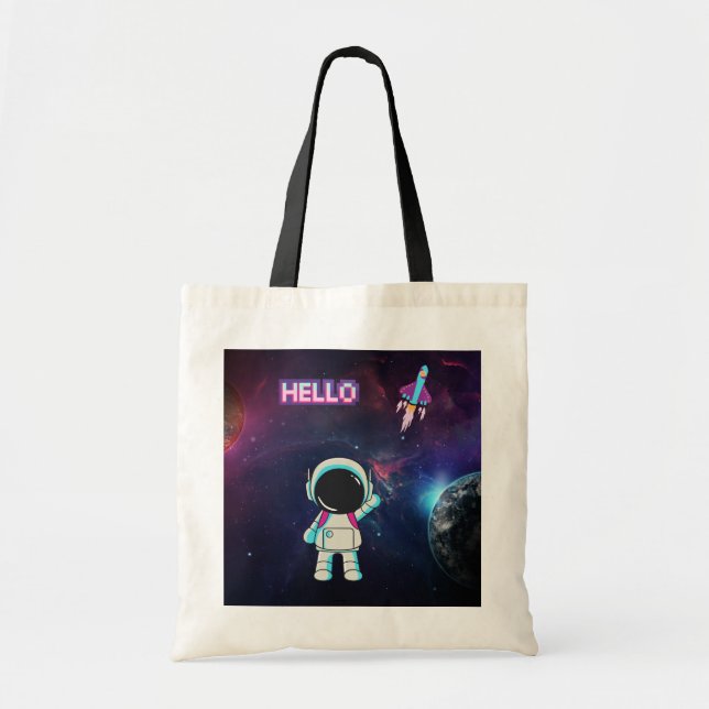 Bolso De Tela Hola desde el espacio. (Frente)