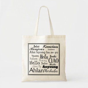 Bolso De Tela Hola en diferentes idiomas Tote Bag