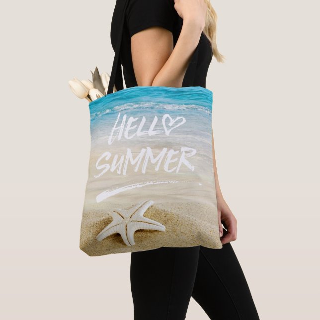 Bolso De Tela Hola estrellas de mar de la playa de la sol del (Detalle)
