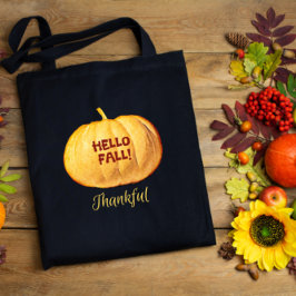 Bolso De Tela Hola FALL Carry de calabaza de otoño con agradecim