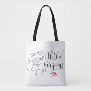 Bolso De Tela Hola ilustración de cara hermosa