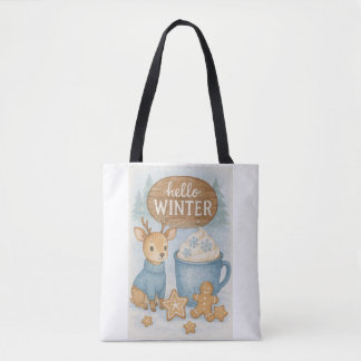 Bolso De Tela Hola Invierno.Rínter acogedor, Cacao caliente, Gin