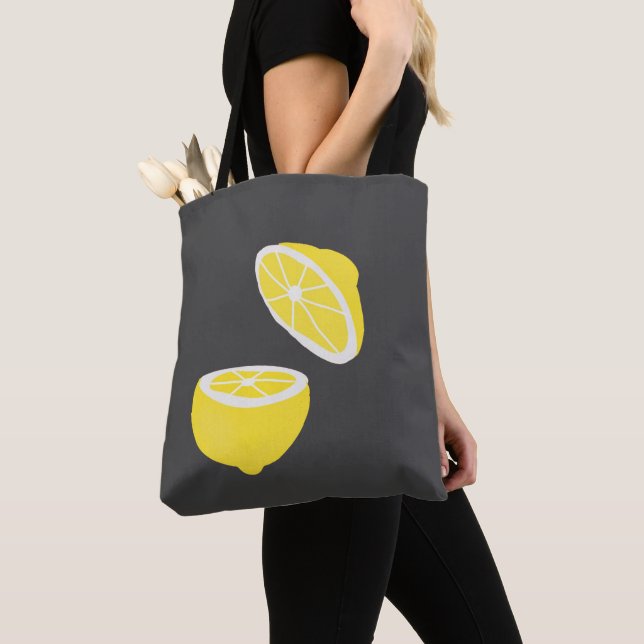 Bolso De Tela Hola Lemon, fruta amarilla moderna (Detalle)
