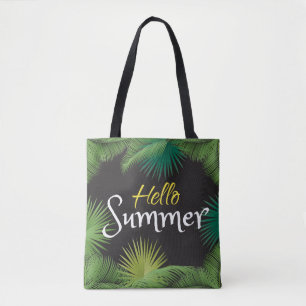 Bolso De Tela Hola marco tropical de las hojas del verde de la