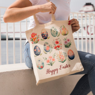 Bolso De Tela Hola Monograma de huevo de color de Pascua