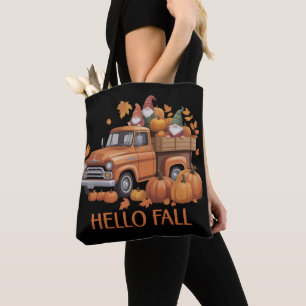 Bolso De Tela Hola Otoño Calabaza Camioneta Gnome Árbol de Otoño