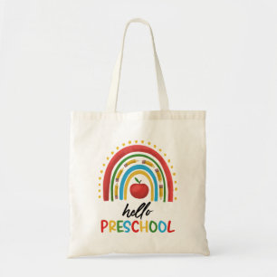 Bolso De Tela Hola Preescolar Preescolar Rainbow de vuelta a la 