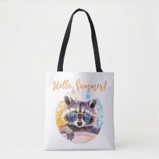 Bolso De Tela Hola Raccoon de verano en gafas de sol Color de ag