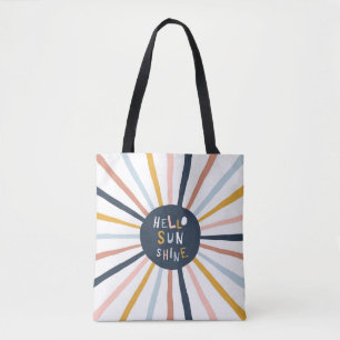 Bolso De Tela Hola Sunshine: Colorida tipografía infantil