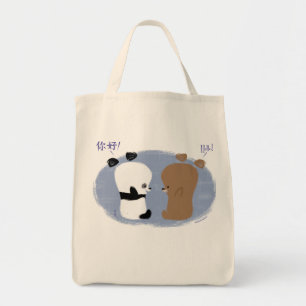 Bolso De Tela ¡Hola! Tote de 2 osos