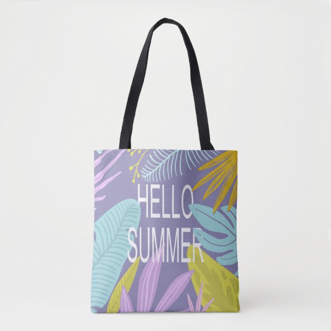 Bolso De Tela Hola verano Tropical Pastel deja Tote (Anverso)