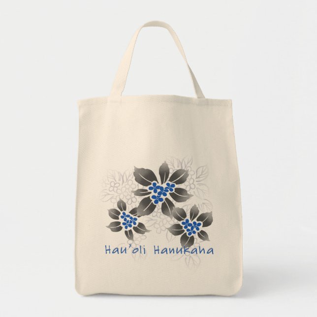 Bolso De Tela Holly Hanukkah Blue Floral (Frente)