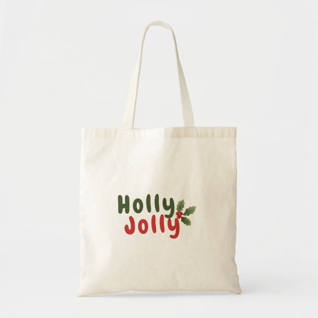 Bolso De Tela Holly Jolly - Fiesta festiva con icono holly (Frente)