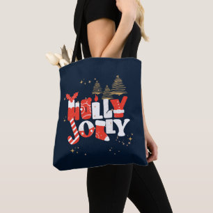 Bolso De Tela Holly Jolly Red White Gold Navidades Winter