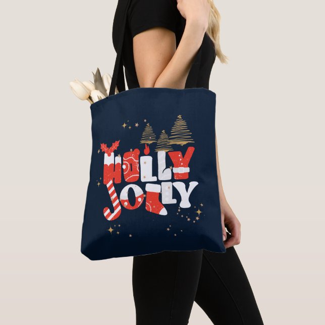 Bolso De Tela Holly Jolly Red White Gold Navidades Winter (Detalle)