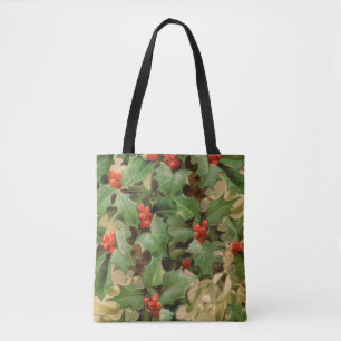 Bolso De Tela Holly Tree Navidades Holiday Vintage