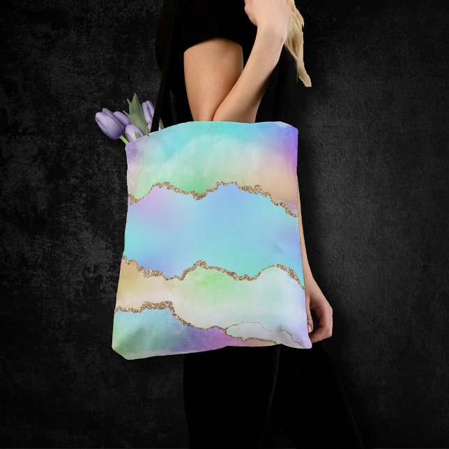Bolso De Tela Holo Agate | Mármol falso irlandés Pastel Ombre (Subido por el creador)