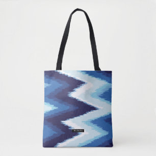 Bolso De Tela Hombra de honor del patrón de Ikat azul personaliz