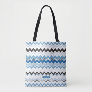 Bolso De Tela Hombra de honor del patrón de Ikat Chevron azul pe
