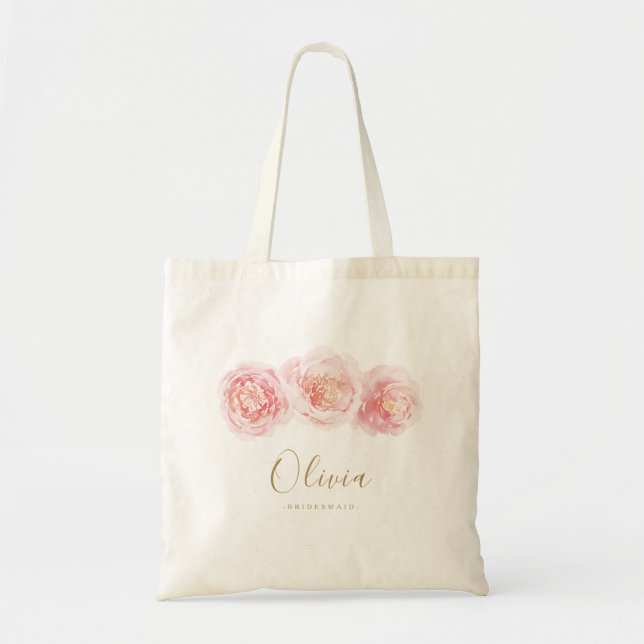 Bolso De Tela Hombra floral rosa rosa y elegante personalizada (Frente)