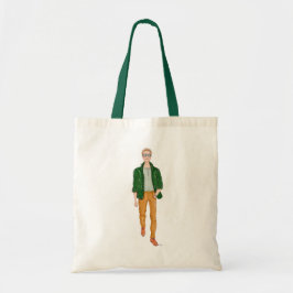 Bolso De Tela Hombre chaqueta verde y pantalones beige