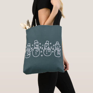 Bolso De Tela Hombre de nieve azul Navidad Festejo invernal fest