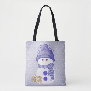 Bolso De Tela Hombre de nieve con conejitos durmientes