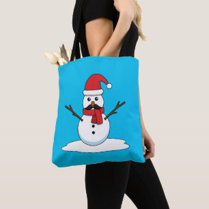 Bolso De Tela Hombre de nieve gracioso con bigote y garrapata