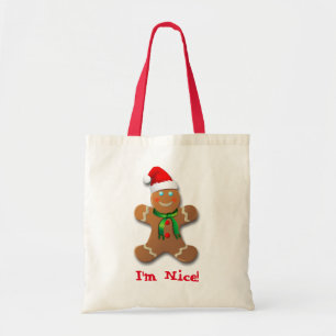 Bolso De Tela Hombre divertido de pan de jengibre con Santa Hat