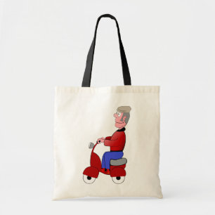 Bolso De Tela Hombre Divertido Mayor Montando Scooter Rojo