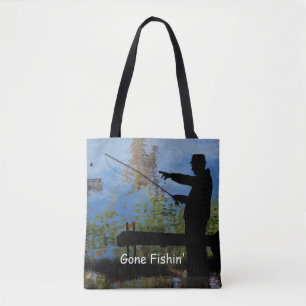 Bolso De Tela Hombre Mayor Pescando Silhouette Retirada Tote Bag