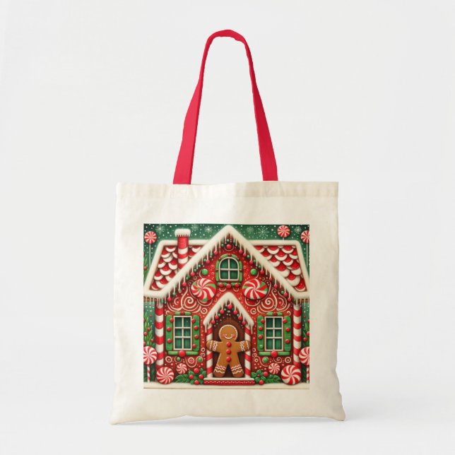Bolso De Tela Hombre y casa de pan de jengibre. (Frente)