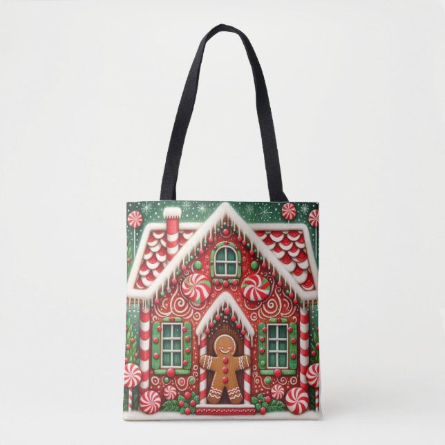 Bolso De Tela Hombre y casa de pan de jengibre. (Anverso)