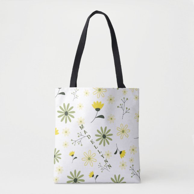 Bolso De Tela Hombrecista de flores silvestres florales personal (Anverso)