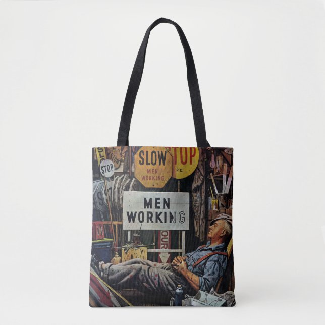 Bolso De Tela Hombres trabajando (Anverso)