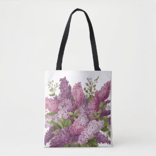 Bolso De Tela Hombro con patrón floral de lila lavanda estética