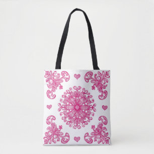 Bolso De Tela Hombro de diseño floral intrincado