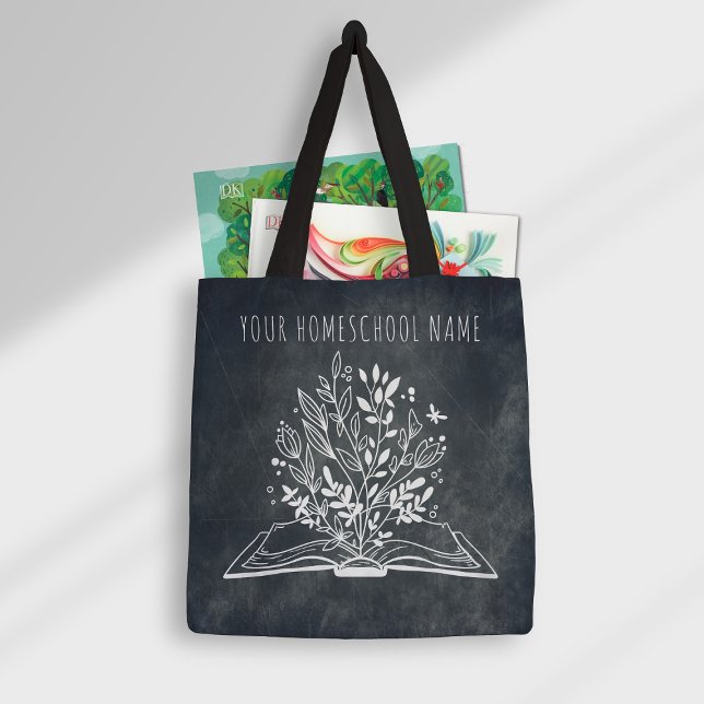 Bolso De Tela Homeschoa Nombre Libro Abierto de Flores Minimalis (Subido por el creador)