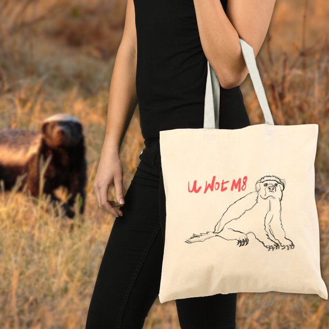 Bolso De Tela Honey Badger wwu m8 graciosa cita de juego de pala (Honey badger sketch line art with funny quote badass wild animal tote bag)