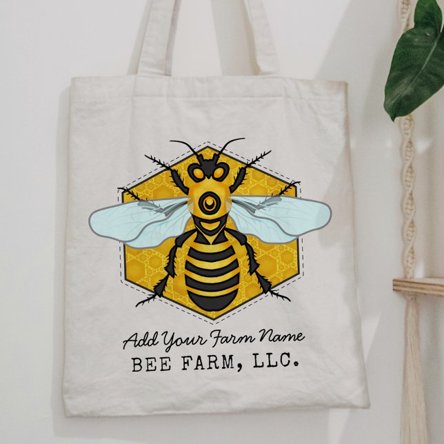 Bolso De Tela Honeybee Honeycomb Bee Farm Apiary Personalizada (Subido por el creador)