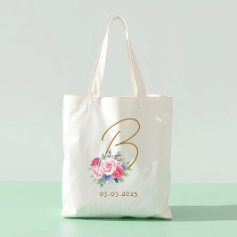 Bolso De Tela Honeymoon gift, Elegant floral bag with initial