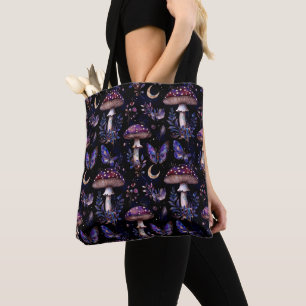 Bolso De Tela Hongo Mariposa Floral Oscura Celestial Bruja