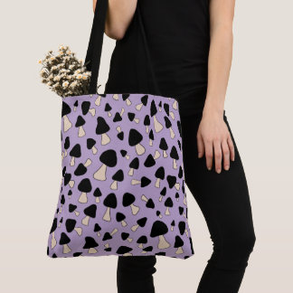 Bolso De Tela Hongos negros en morado suave