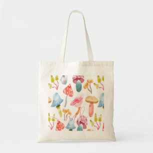 Bolso De Tela Hongos Pastel al Acuarela